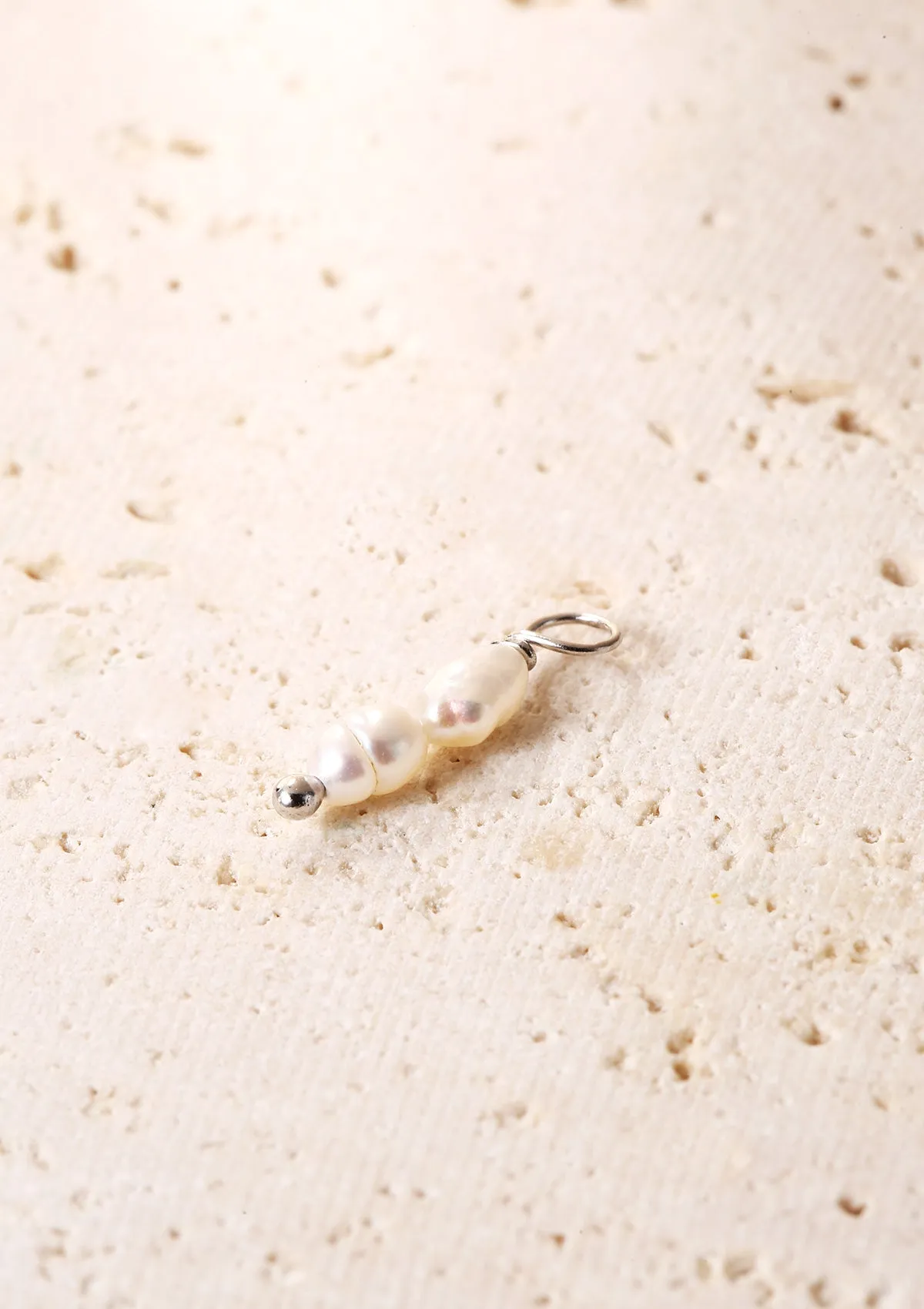 Double Pearl Charm Hoop Earrings Sterling Silver