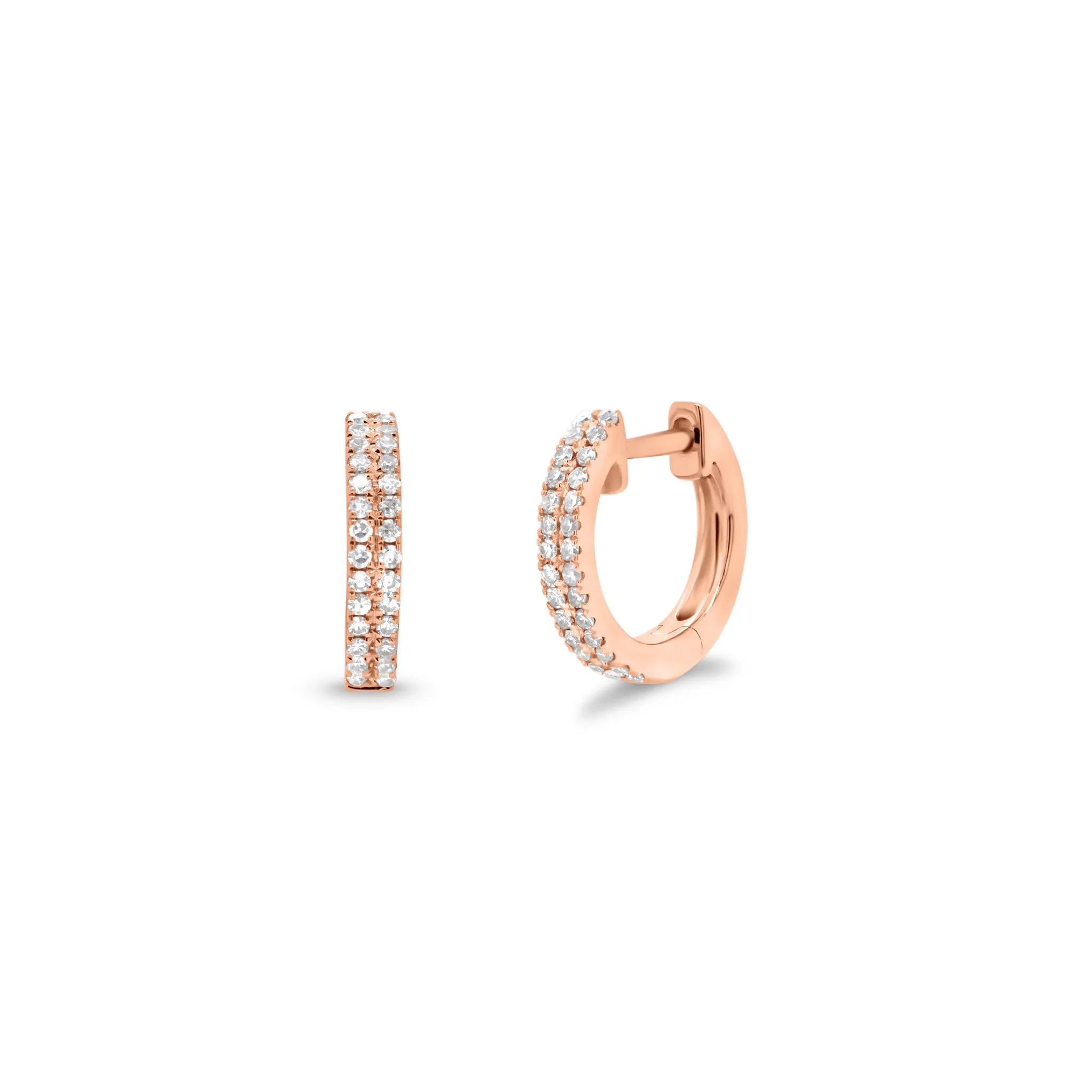 Double Row Diamond Huggie Earrings