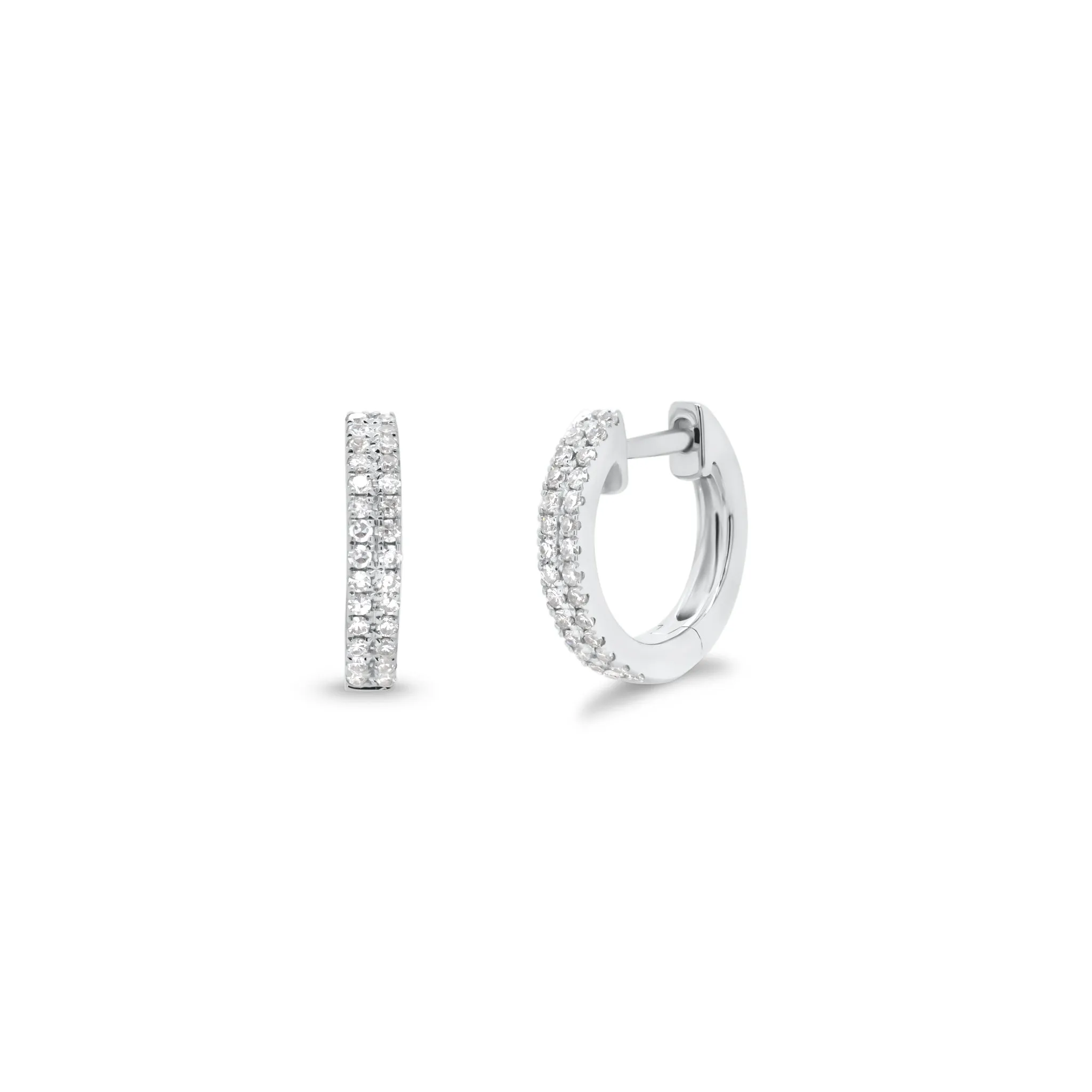 Double Row Diamond Huggie Earrings