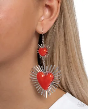Earrings Sunburst Sweethearts - Red VDAY