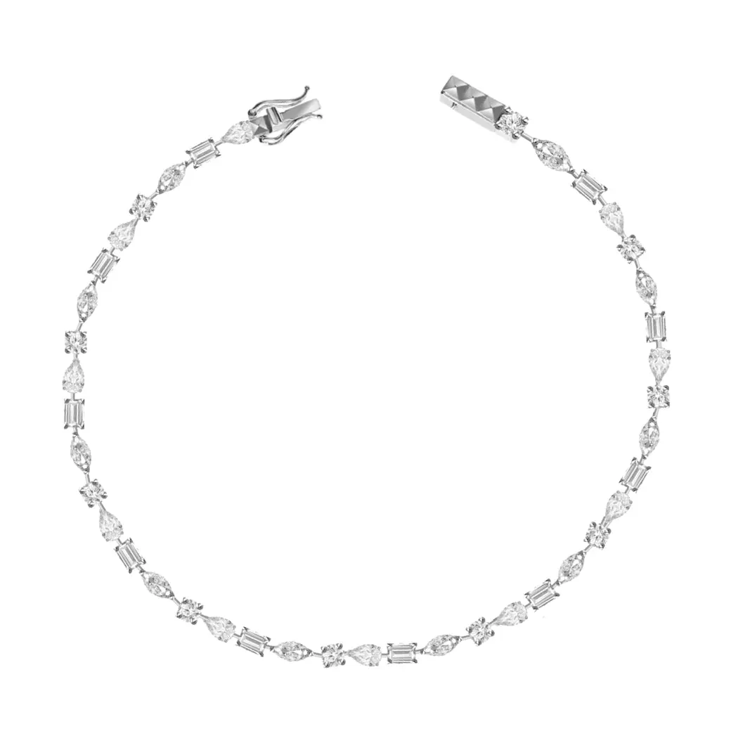 East-West Multishape Diamond Tennis Bracelet
