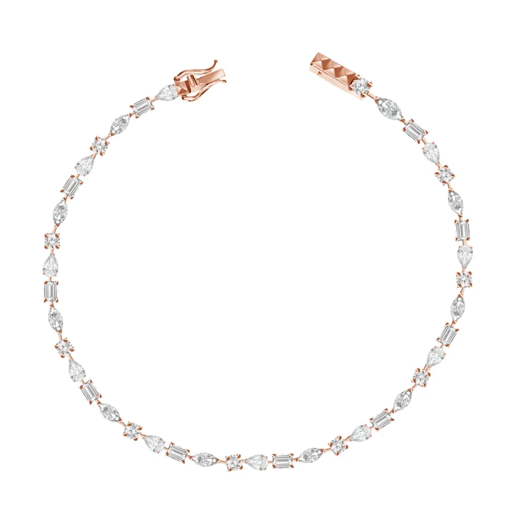 East-West Multishape Diamond Tennis Bracelet