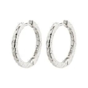 ELANOR rustic texture hoop earrings silver-plated