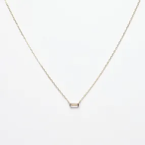 Elsa CZ Baguette Pendant 14k Solid Gold Necklace