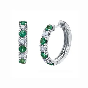 Emerald & Diamond Hoop Earrings