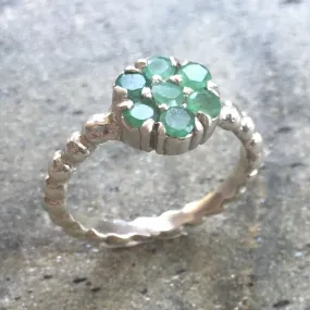 Emerald Flower Ring - Dainty Emerald Ring - Emerald Daisy Ring