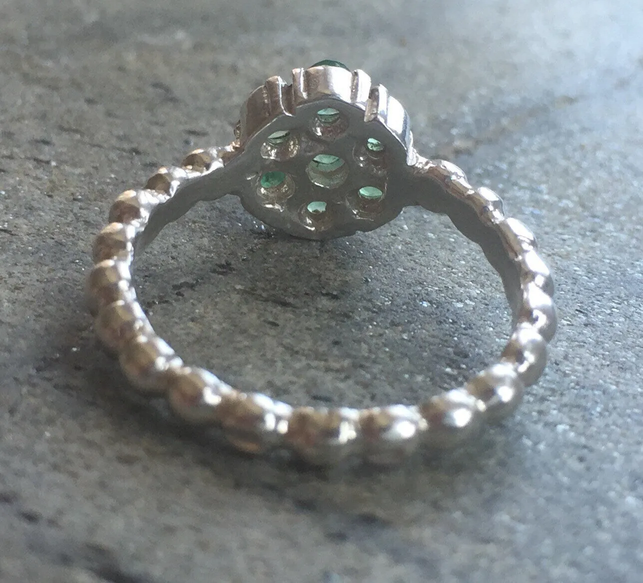 Emerald Flower Ring - Dainty Emerald Ring - Emerald Daisy Ring