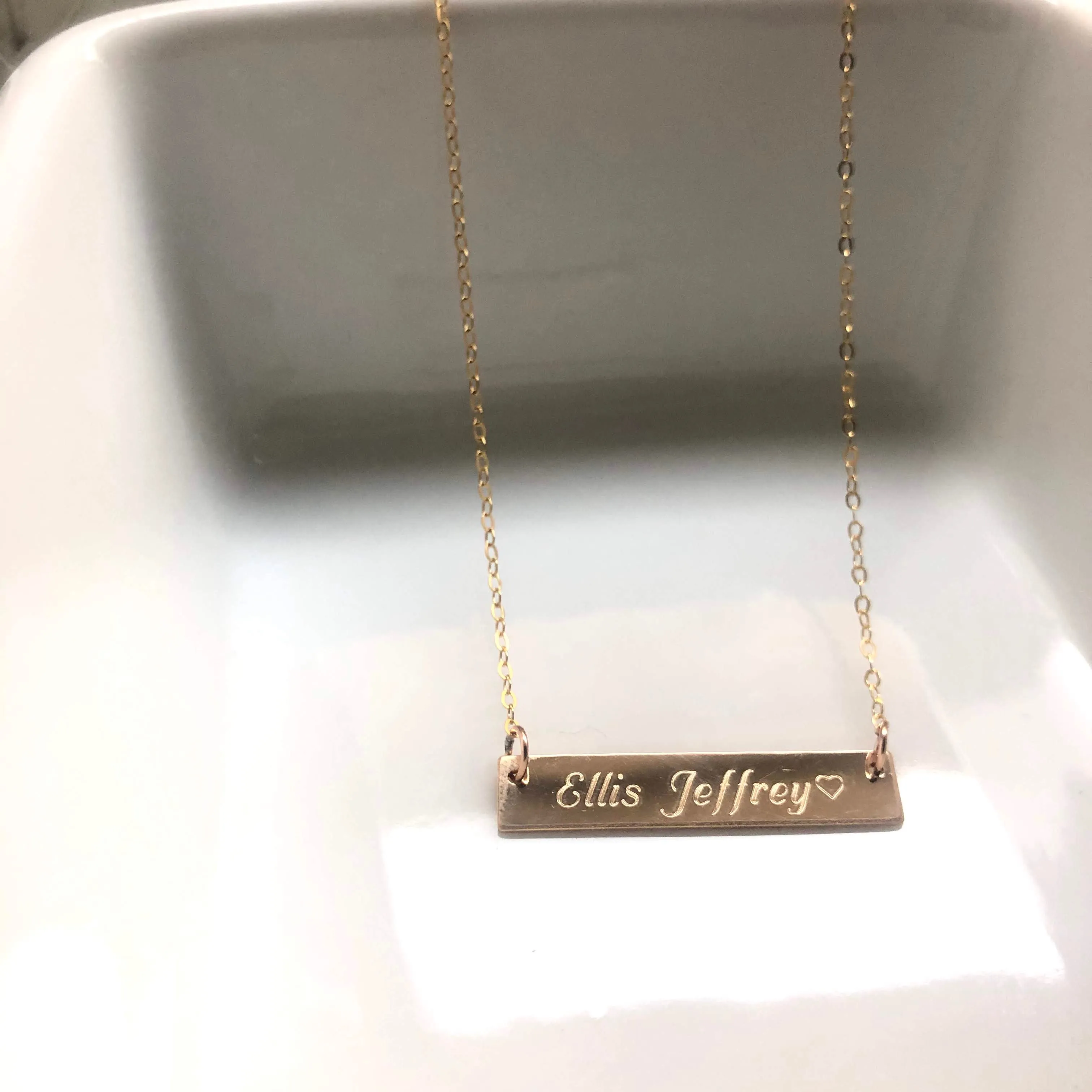 Everyday Bar Necklace - Machine Engraved - Precious Metals
