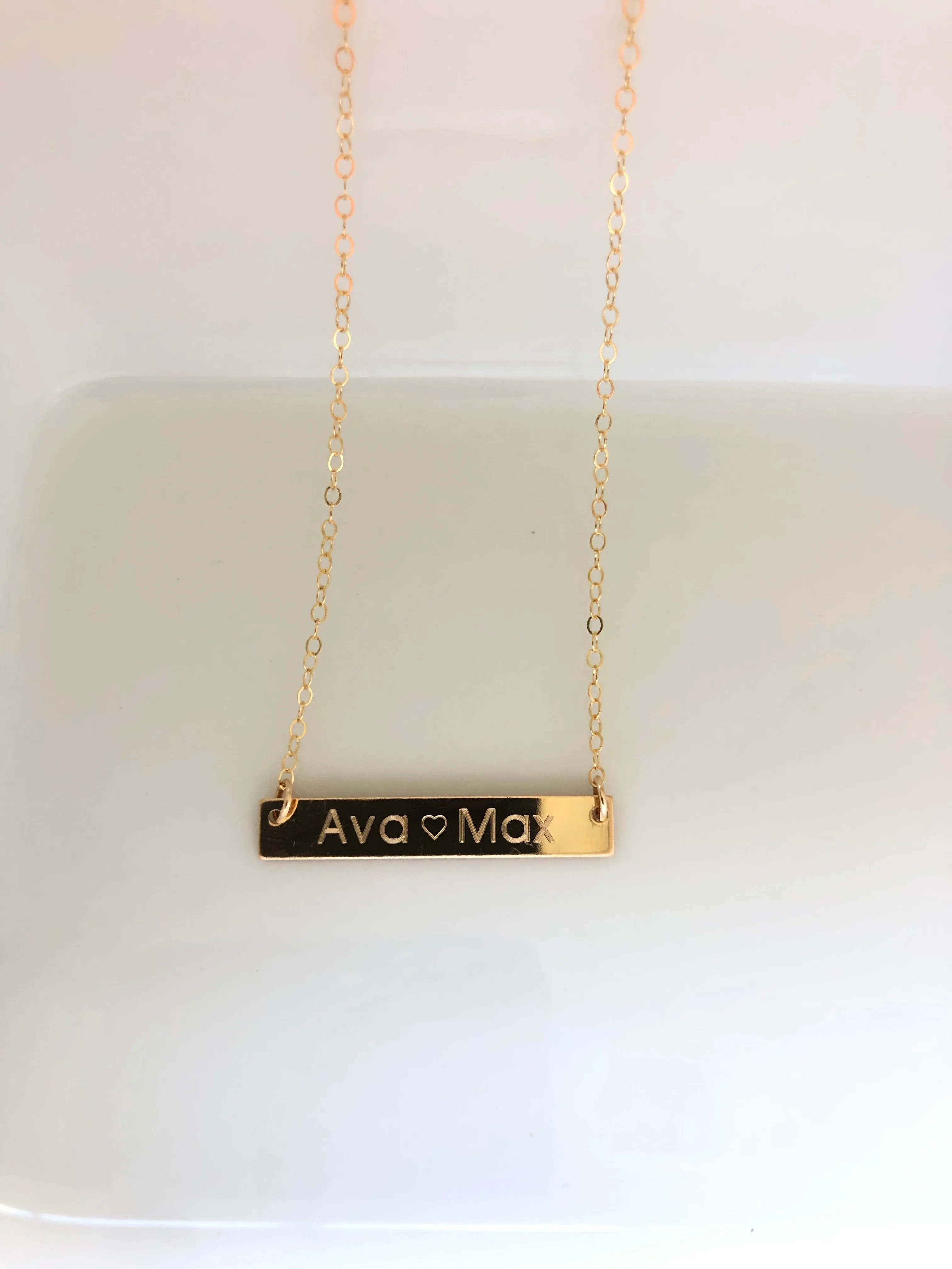 Everyday Bar Necklace - Machine Engraved - Precious Metals