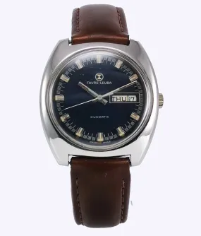 Favre Leuba Duomatic 908 Navy Blue Dial 17 Jewels Men's Automatic Watch