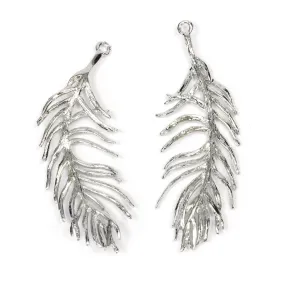 Feather 34x16mm Antique Silver - Pack of 2