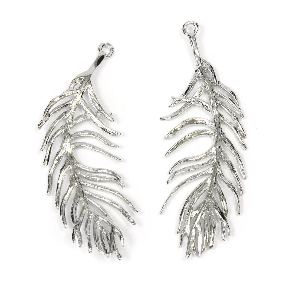 Feather 34x16mm Antique Silver - Pack of 2