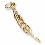 Feather Pen Charm In Yellow Gold