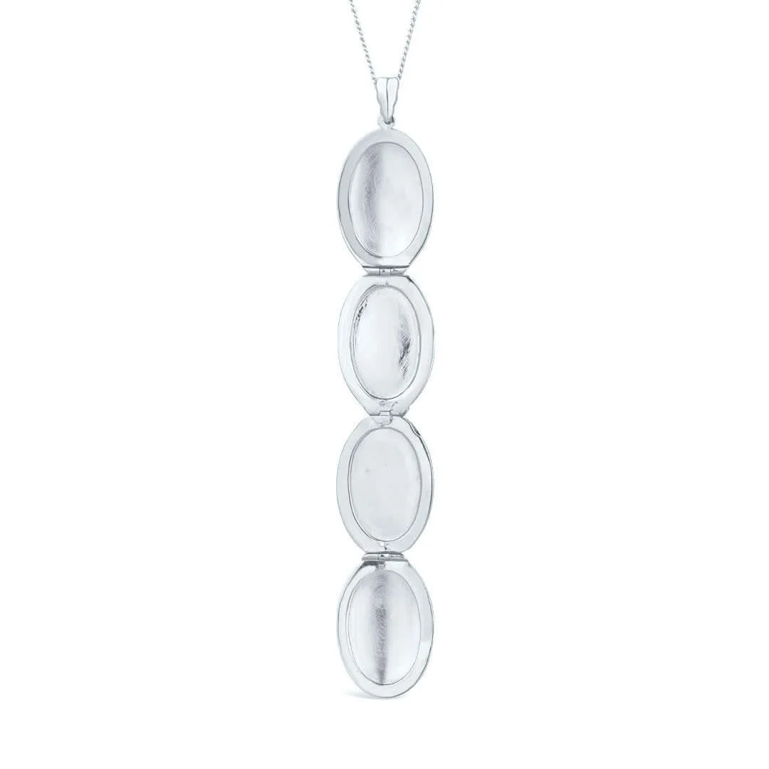 Four Picture Oval Locket | White Gold