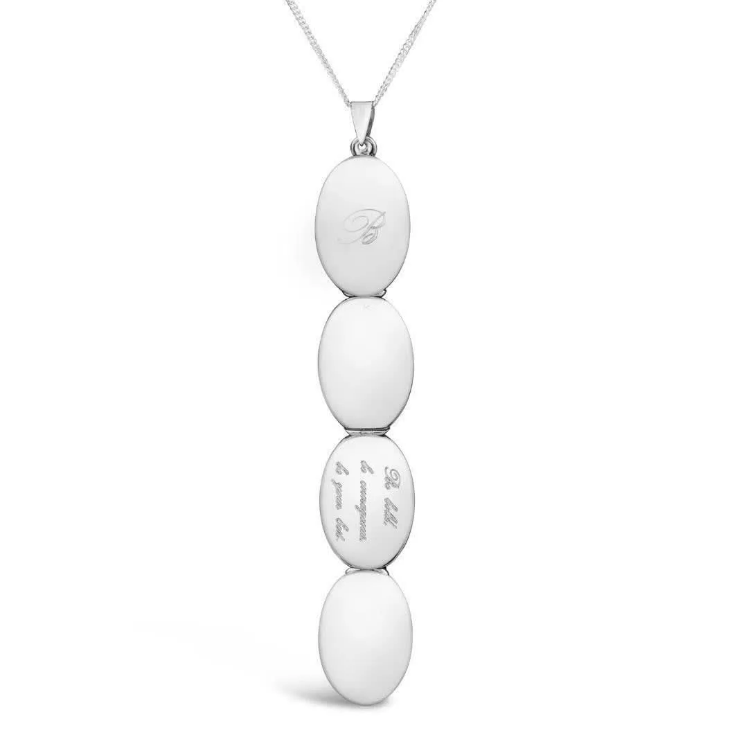 Four Picture Oval Locket | White Gold