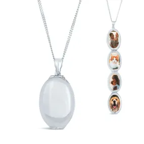 Four Picture Oval Locket | White Gold