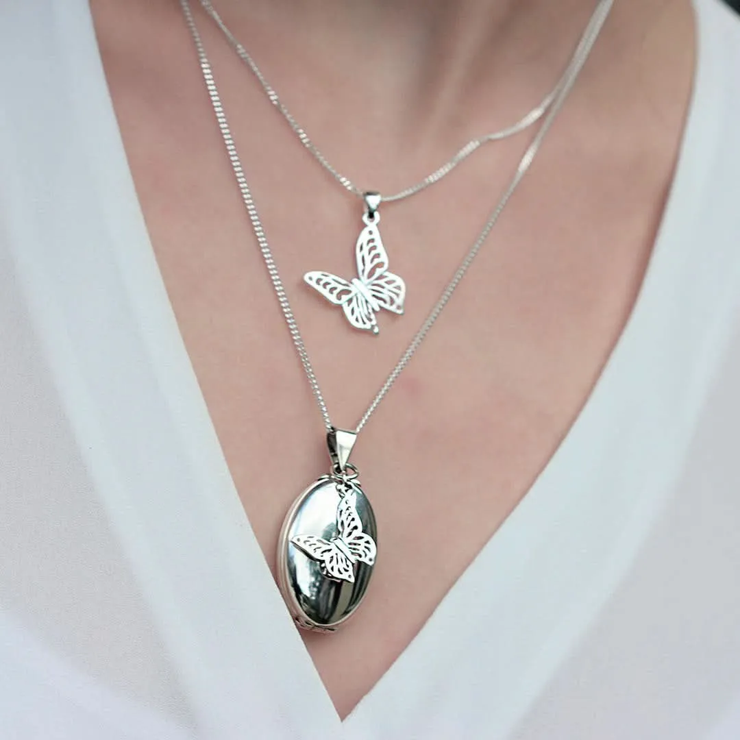 Four Picture Oval Locket | White Gold