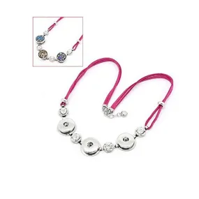 Fushia Velvet Chunk Lobster Clasp Necklace & Extender Chain Fits Snaps Chunk Buttons