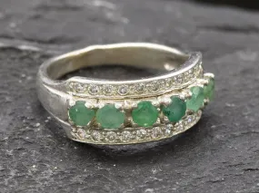 Genuine Emerald Ring - Green Eternity Ring, May Birthstone Ring