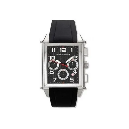 Girard Perregaux Vintage 1945  Chronograph Automatic Black Dia Black Rubber Men's Watch 25840-11-611-FK6A