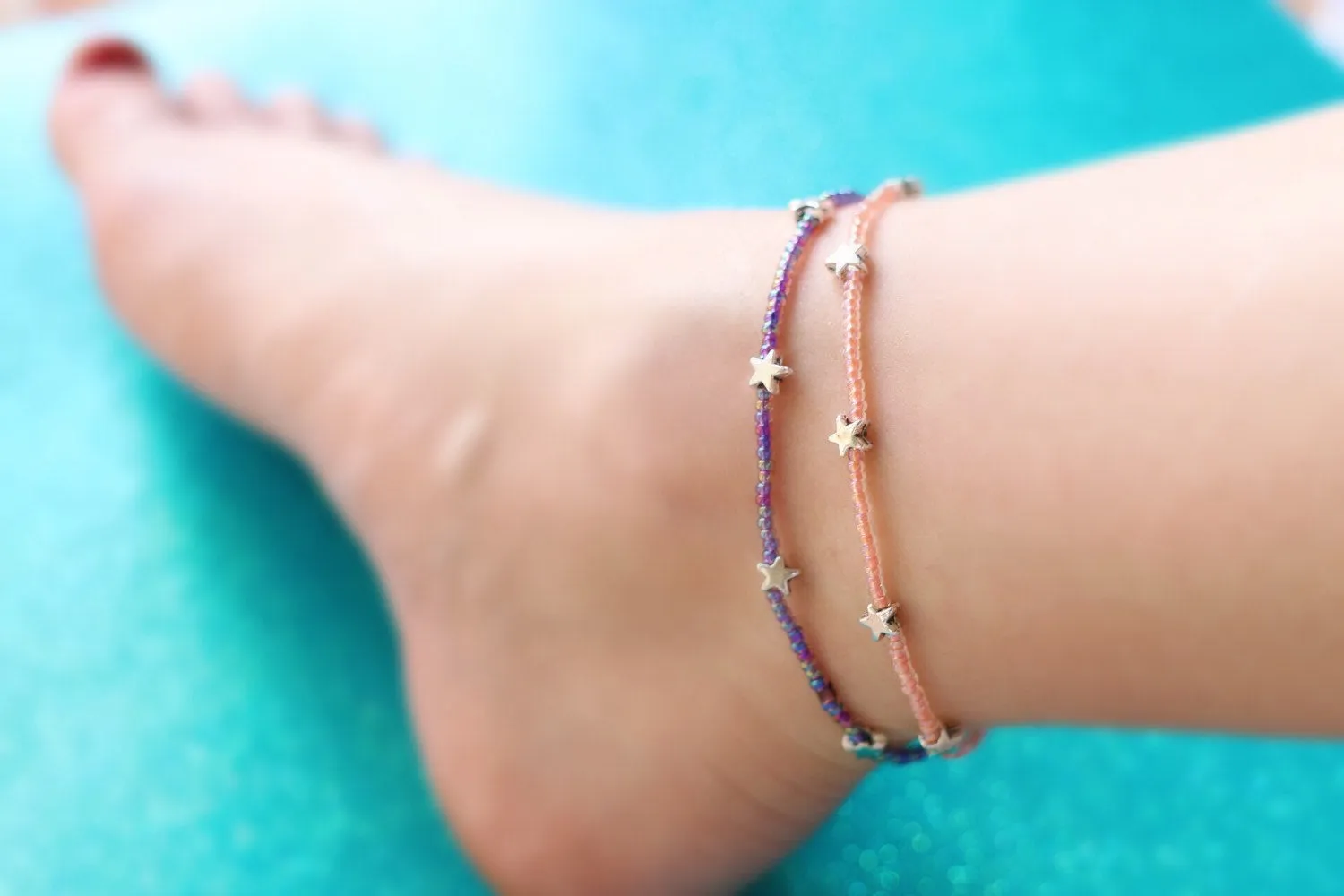 Glass Beaded Stars Anklets