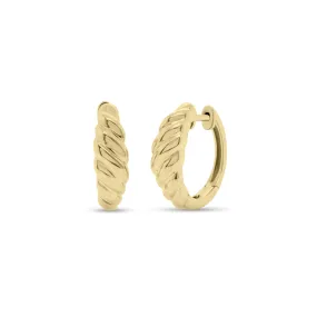 Gold Cable Huggie Earrings