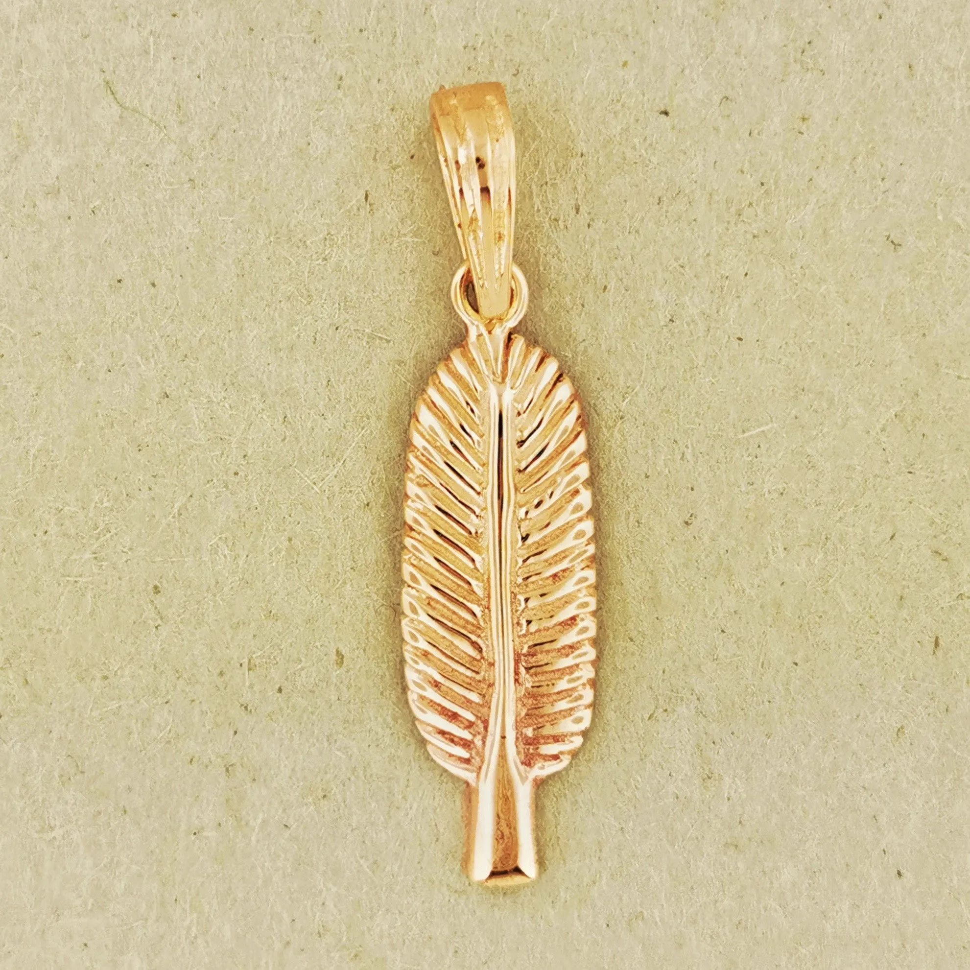 Gold Egyptian Feather Charm Pendant