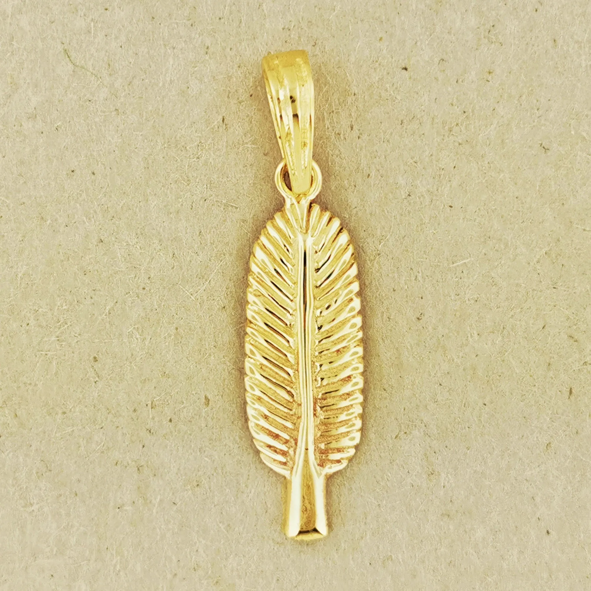 Gold Egyptian Feather Charm Pendant