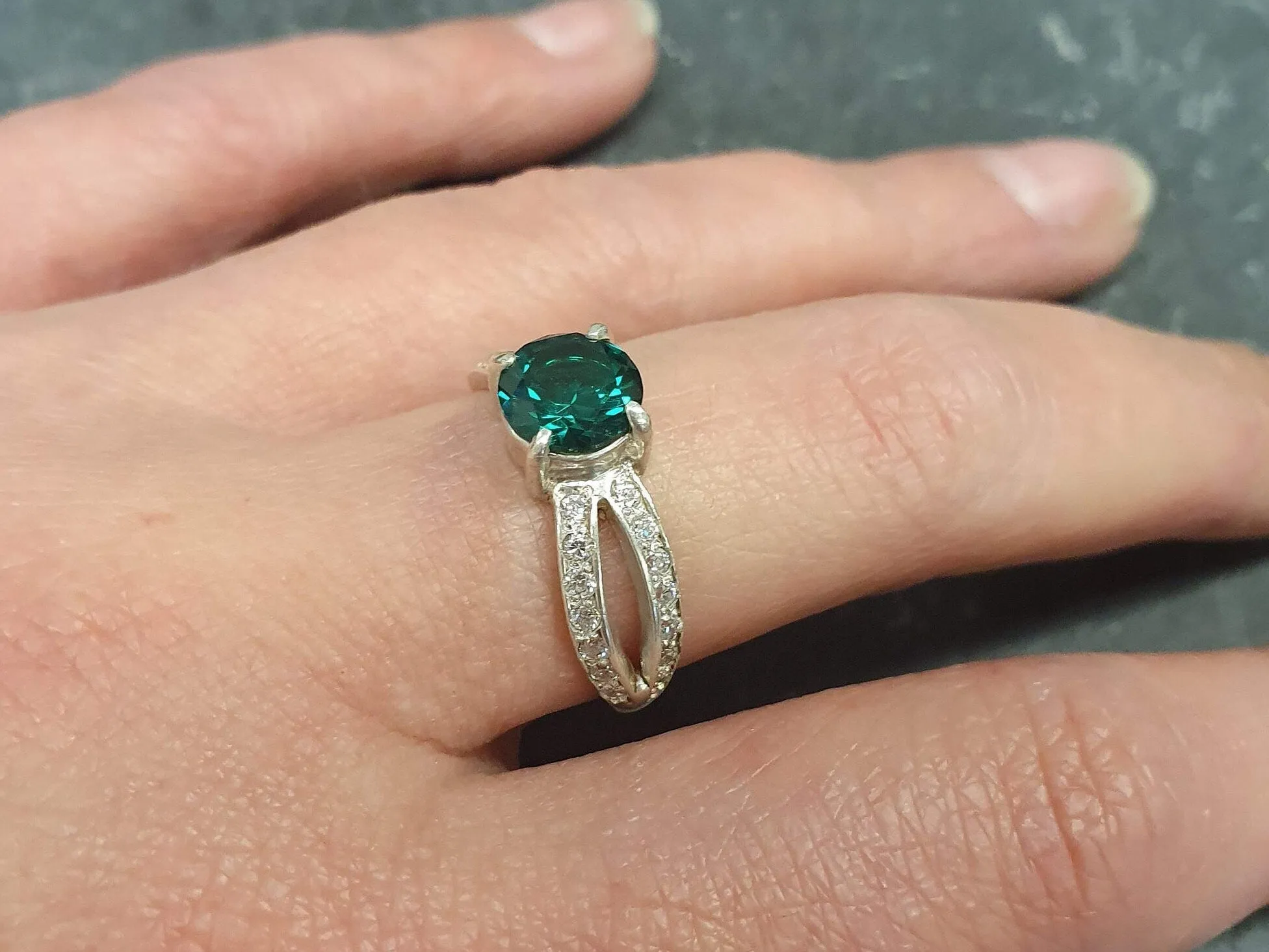 Gold Emerald Ring - Vintage Emerald Ring - Solitaire Emerald Ring