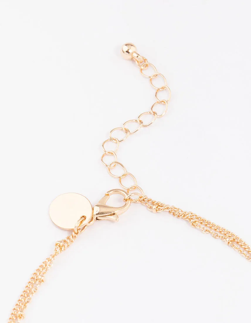 Gold Mixed Semi-Precious Layered Anklet