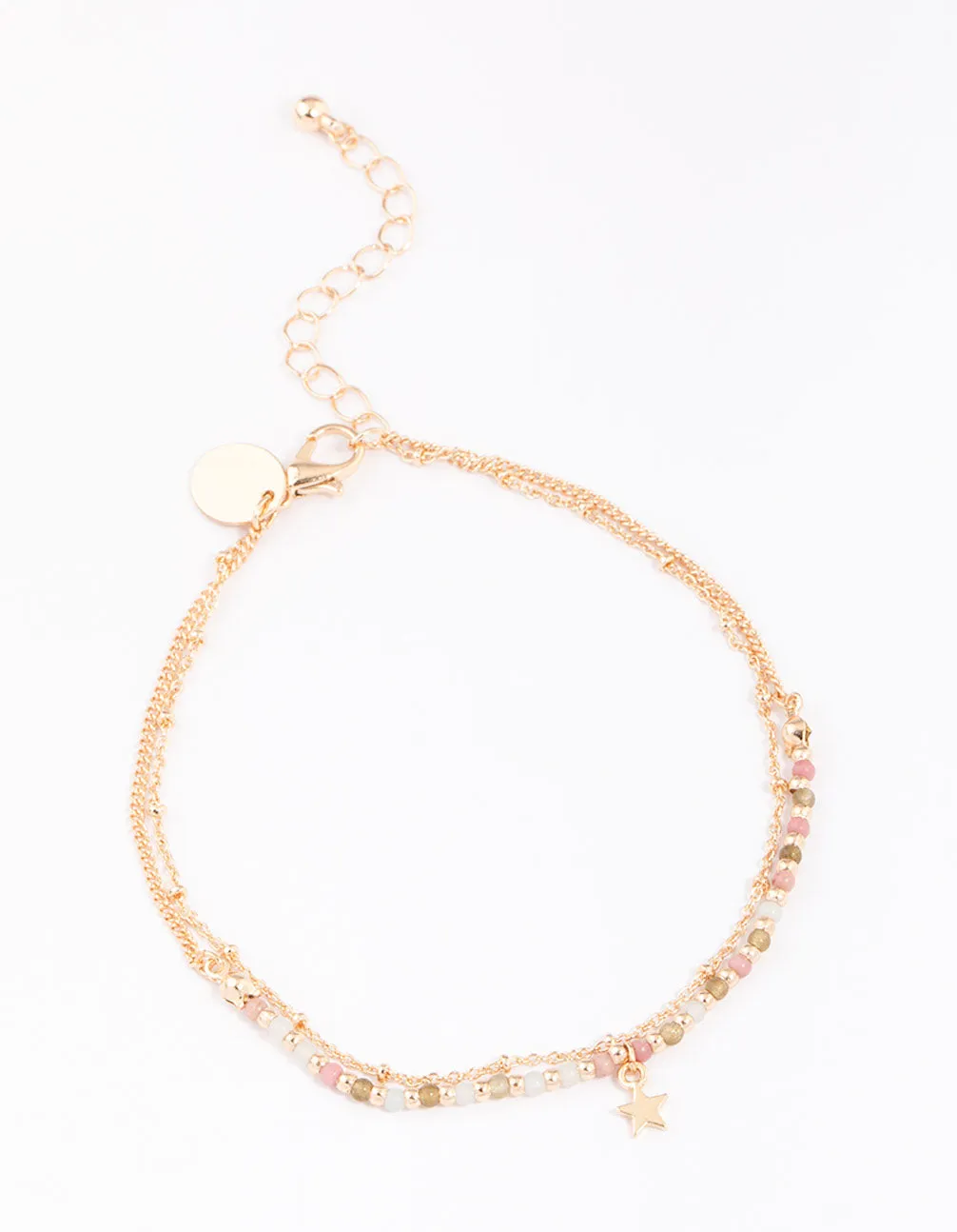 Gold Mixed Semi-Precious Layered Anklet