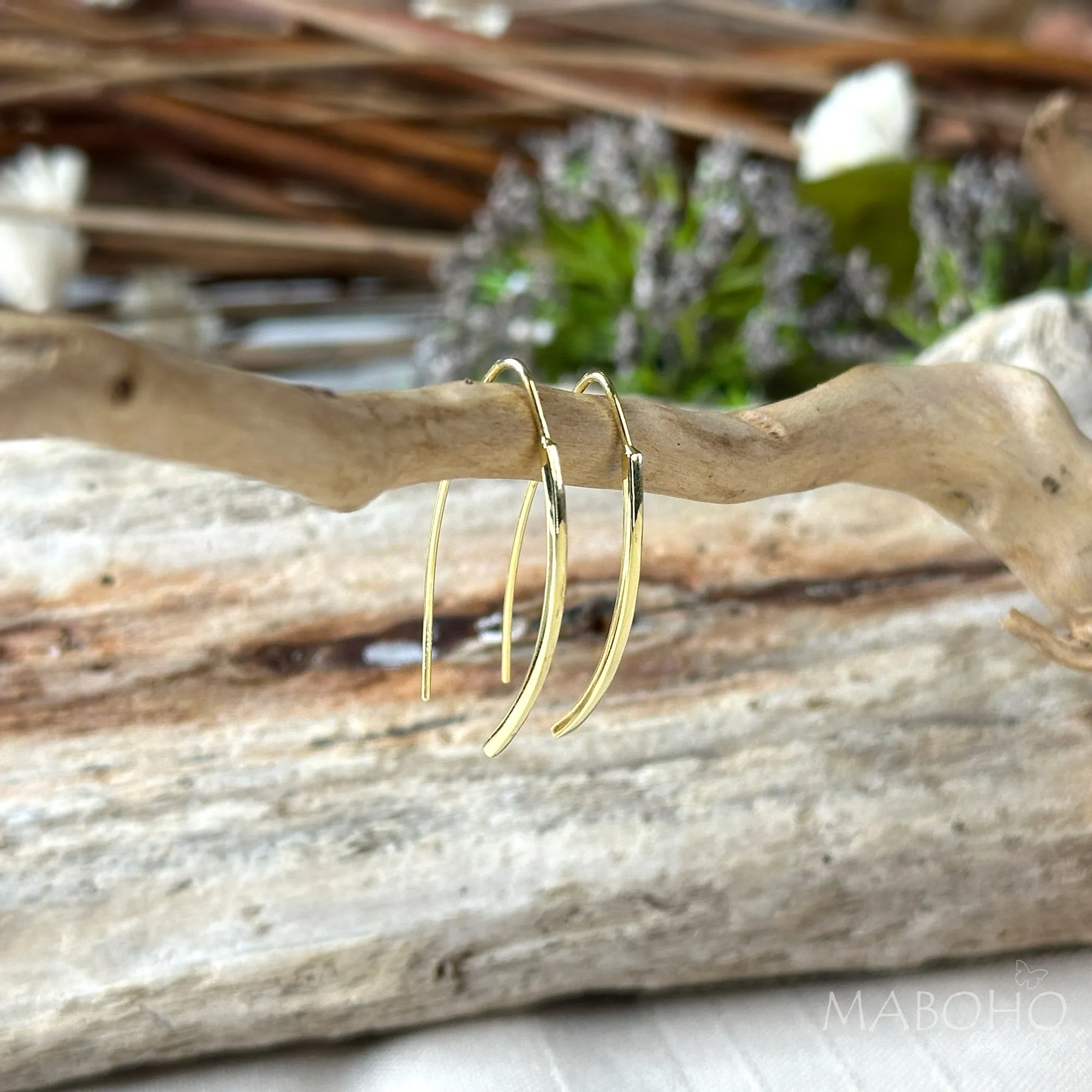 Gold Or Silver Threader Arc Drop Earrings