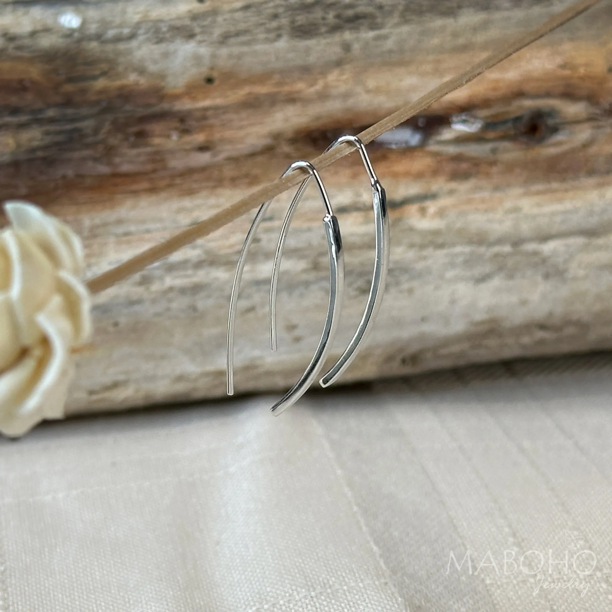 Gold Or Silver Threader Arc Drop Earrings