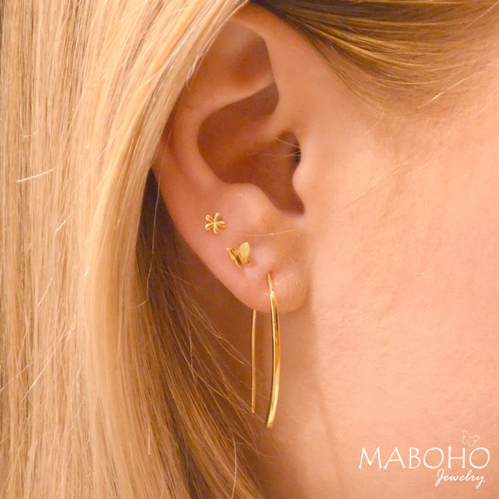 Gold Or Silver Threader Arc Drop Earrings