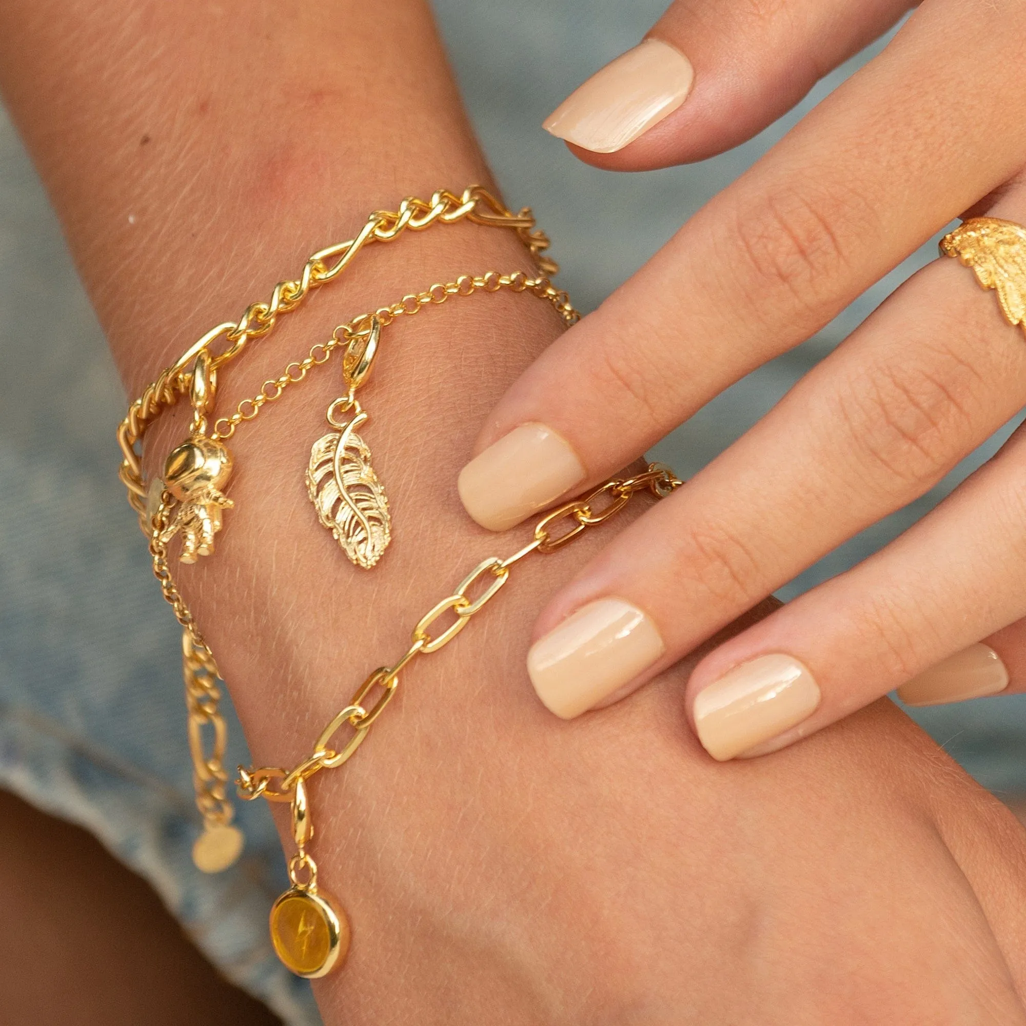 Gold Plated Feather Charm