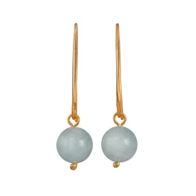 Gold Plated Sterling Silver Threader Earrings with Aquamarine Drop