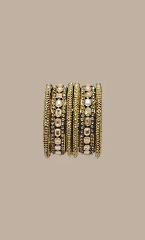 Gold Stonework Bangles