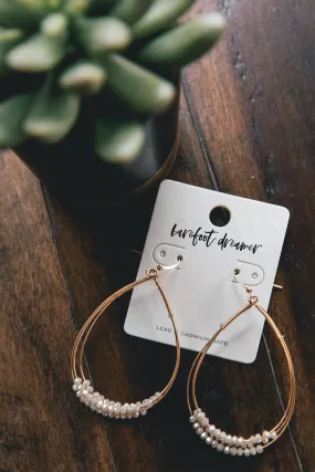 Gold Teardrop Earrings with Natural Crystals