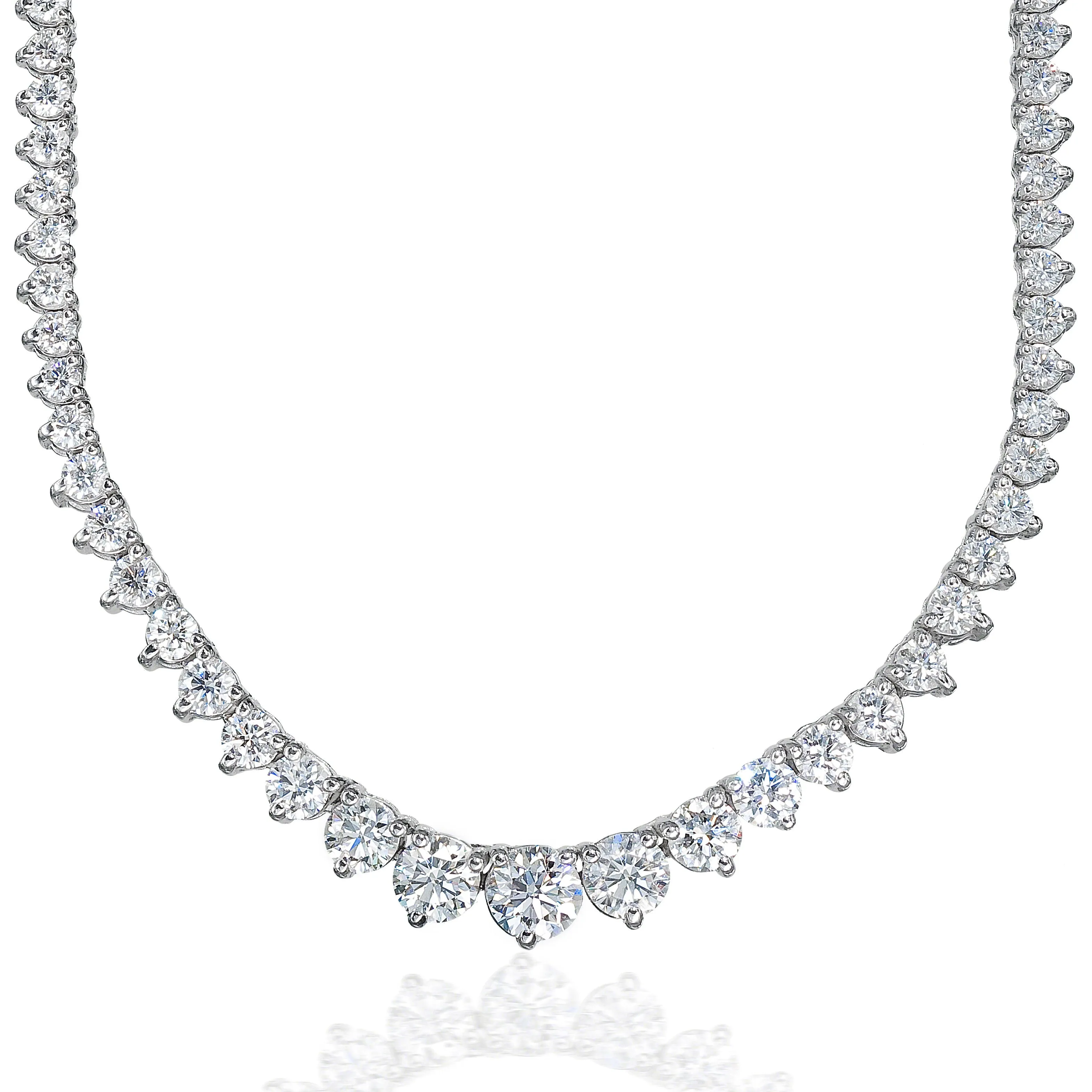 Graduated Necklace (24.08 ct Diamonds) in White Gold