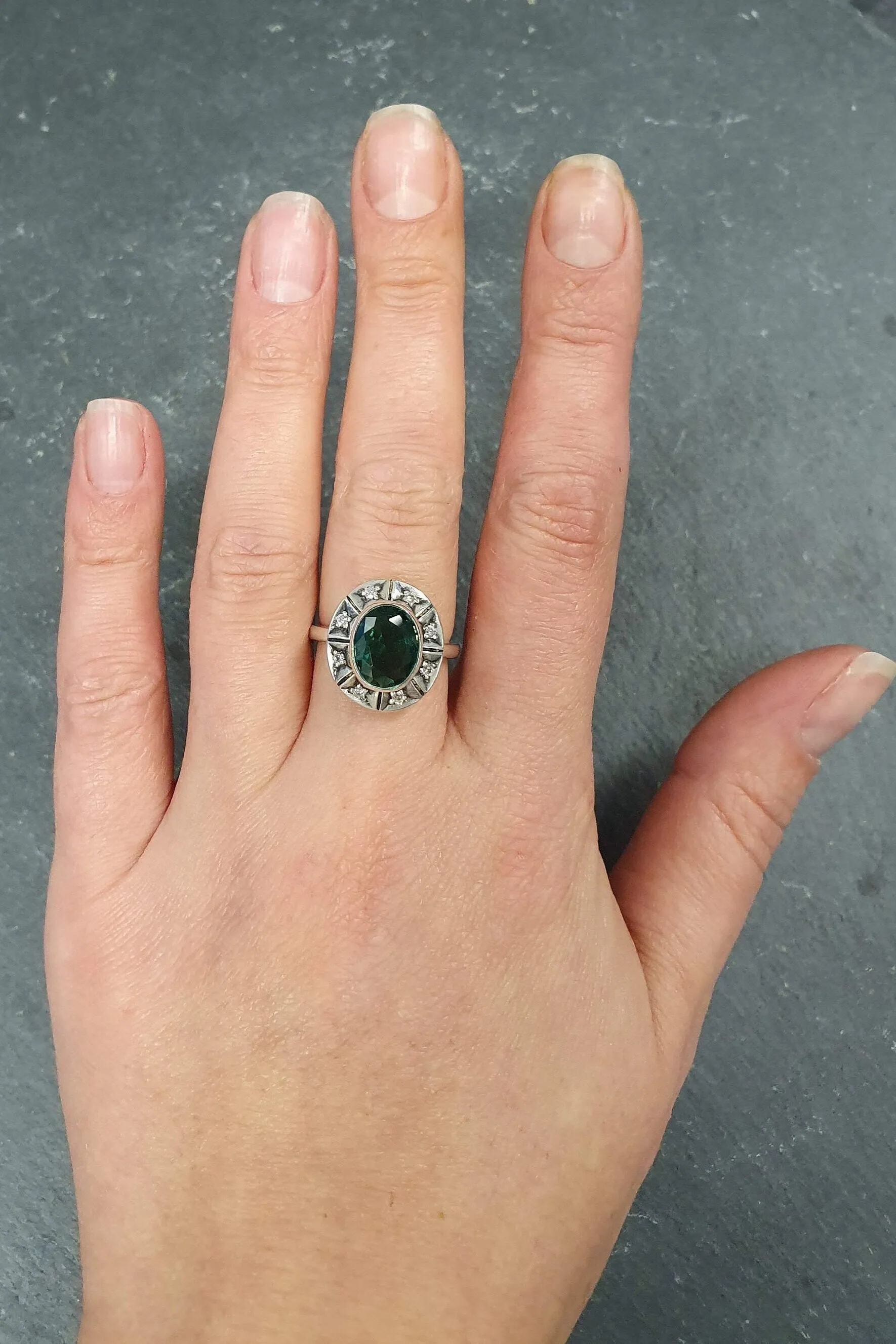 Green Emerald Ring - Green Boho Ring - Vintage Tribal Ring