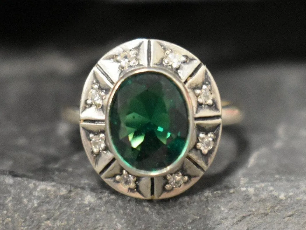 Green Emerald Ring - Green Boho Ring - Vintage Tribal Ring