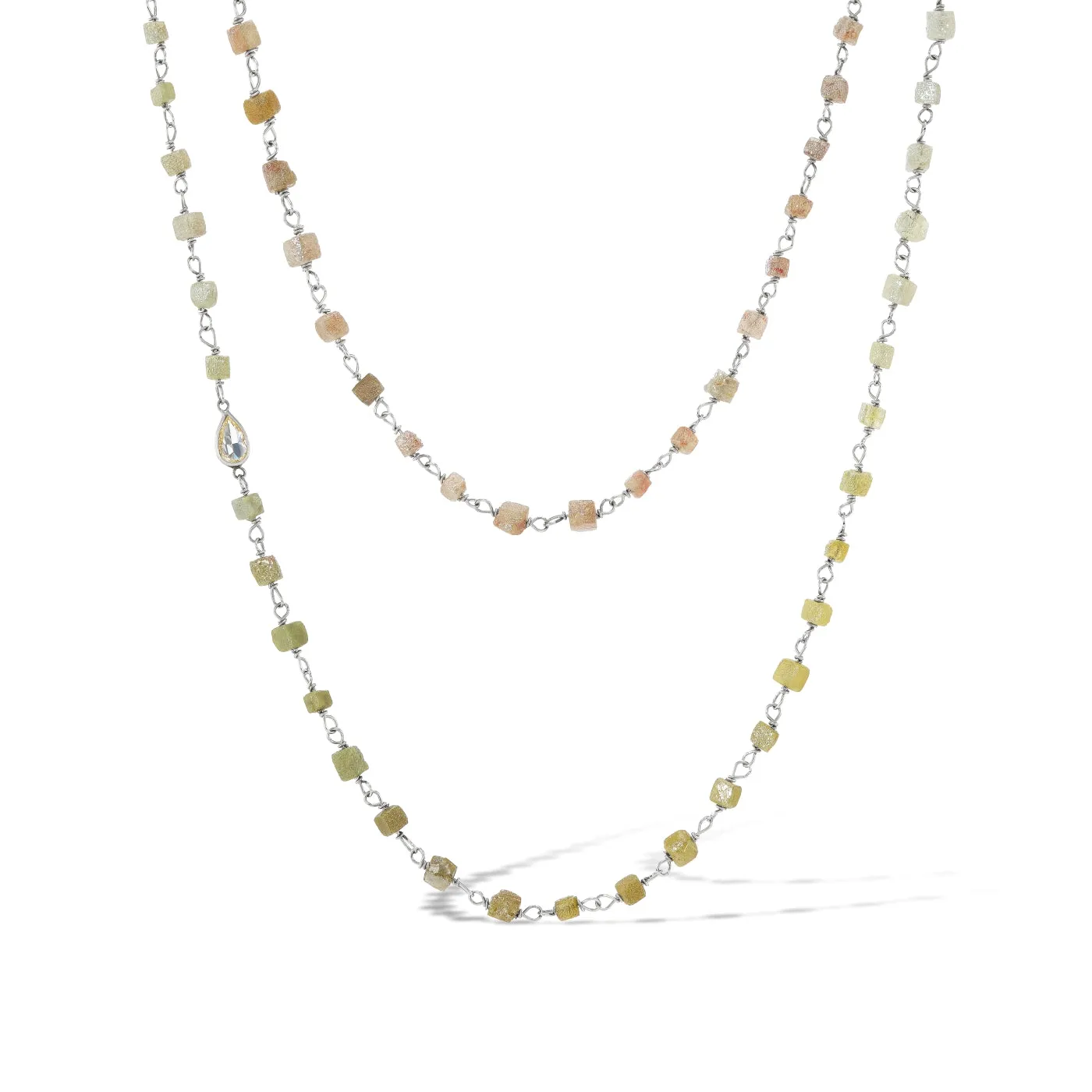 Grey Diamond Bead Chain with Colored Diamond Accent