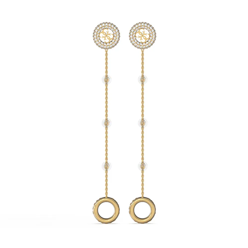 Guess Stainless Steel Gold Plated 80mm Airpods Logo Threader Drop Earrings
