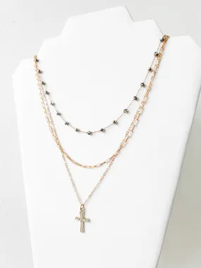 Hematite Crystal Cross Necklace