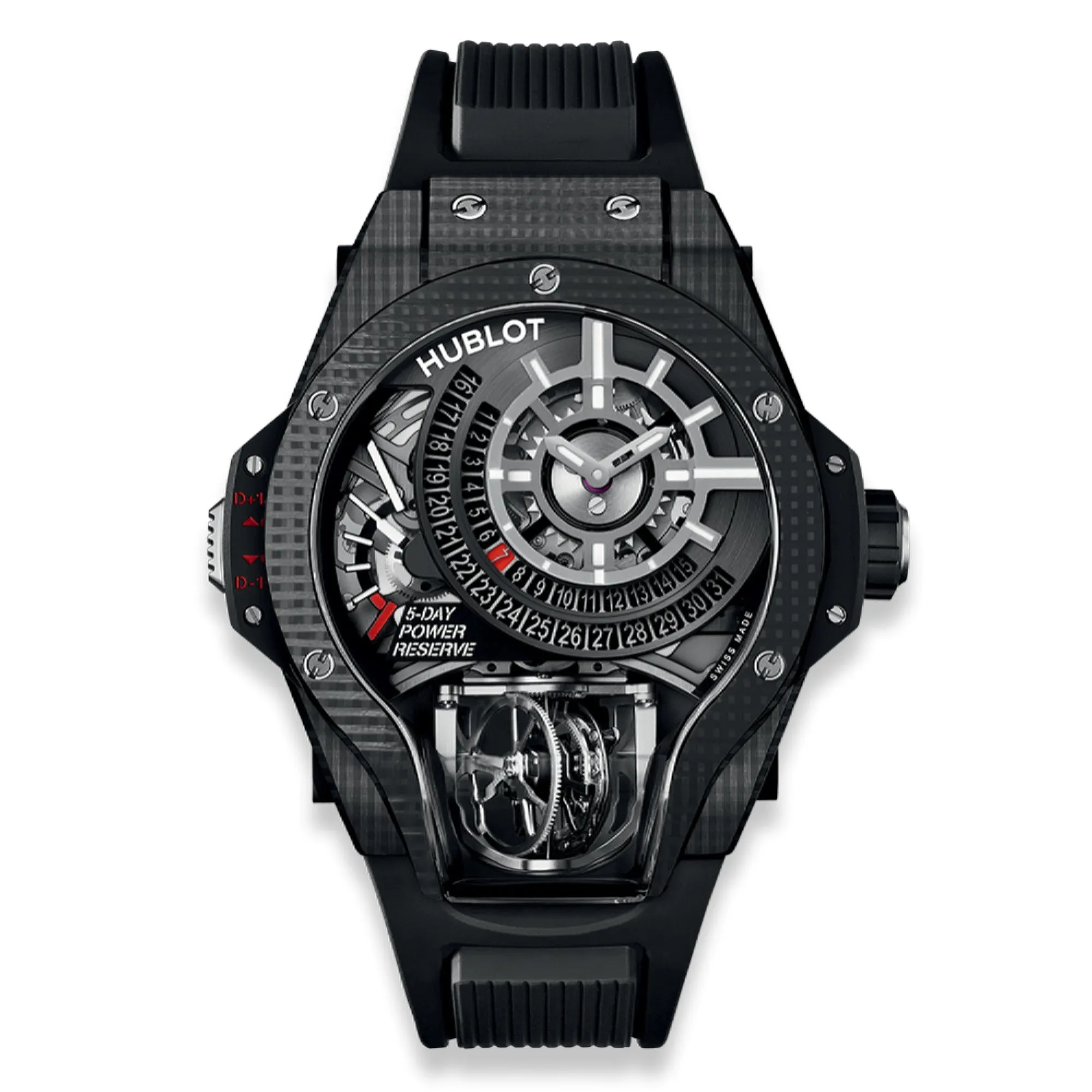 Hublot Men's 909.QD.1120.RX MP-09 Tourbillon Bi-Axis 3D Carbon Limited Edition  Black Rubber Watch