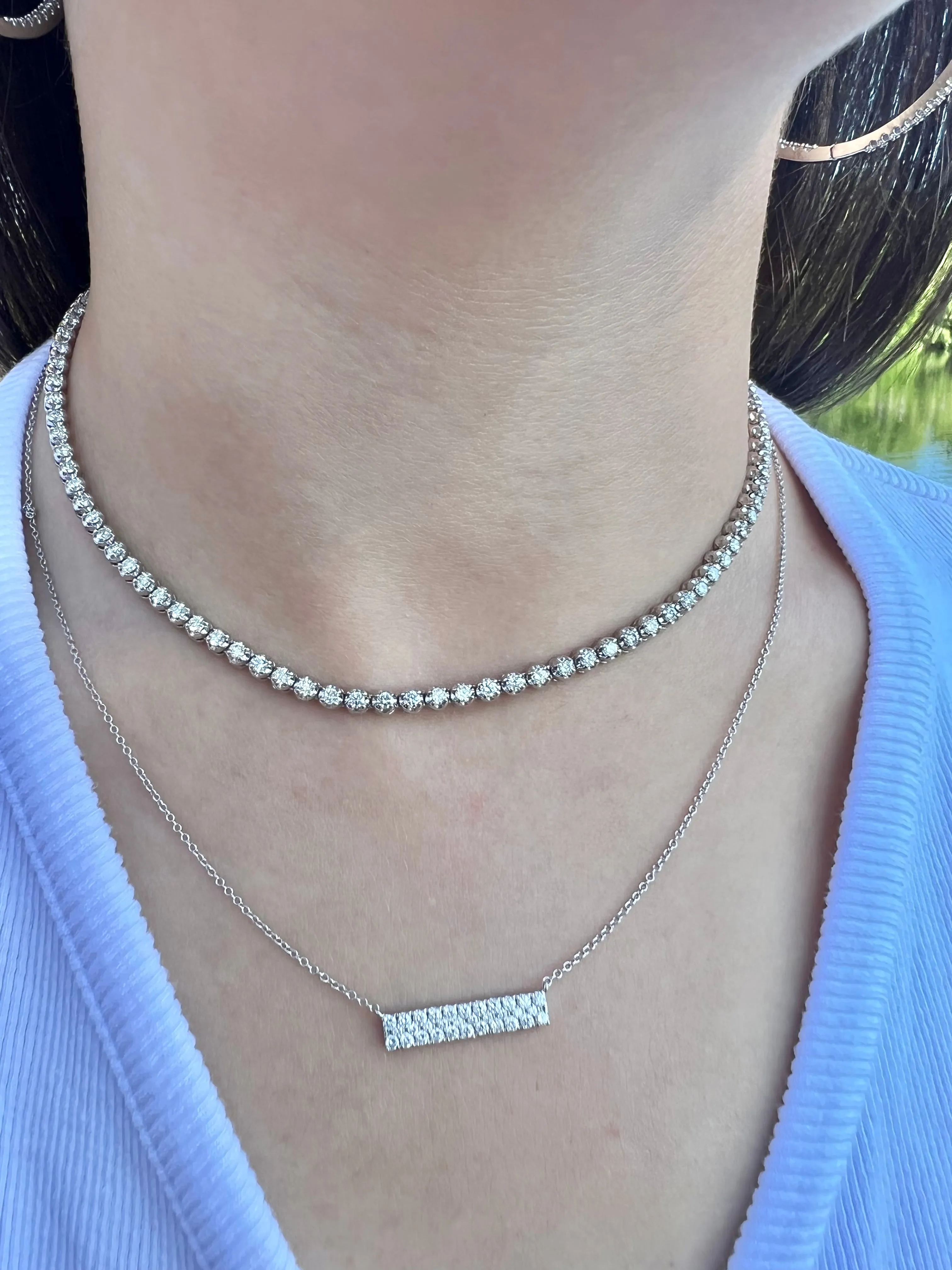IG Deal 5.4CT Round Diamond Tennis Necklace in 14K White Gold