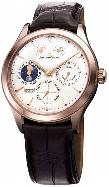 Jaeger LeCoultre Master Eight Days Beige Dial Perpetual Calendar 18kt Rose Gold Men's Watch Q1612420
