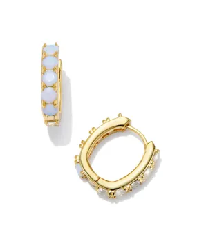 Kendra Scott | Chandler Gold Huggie Earrings in White Opalite Mix