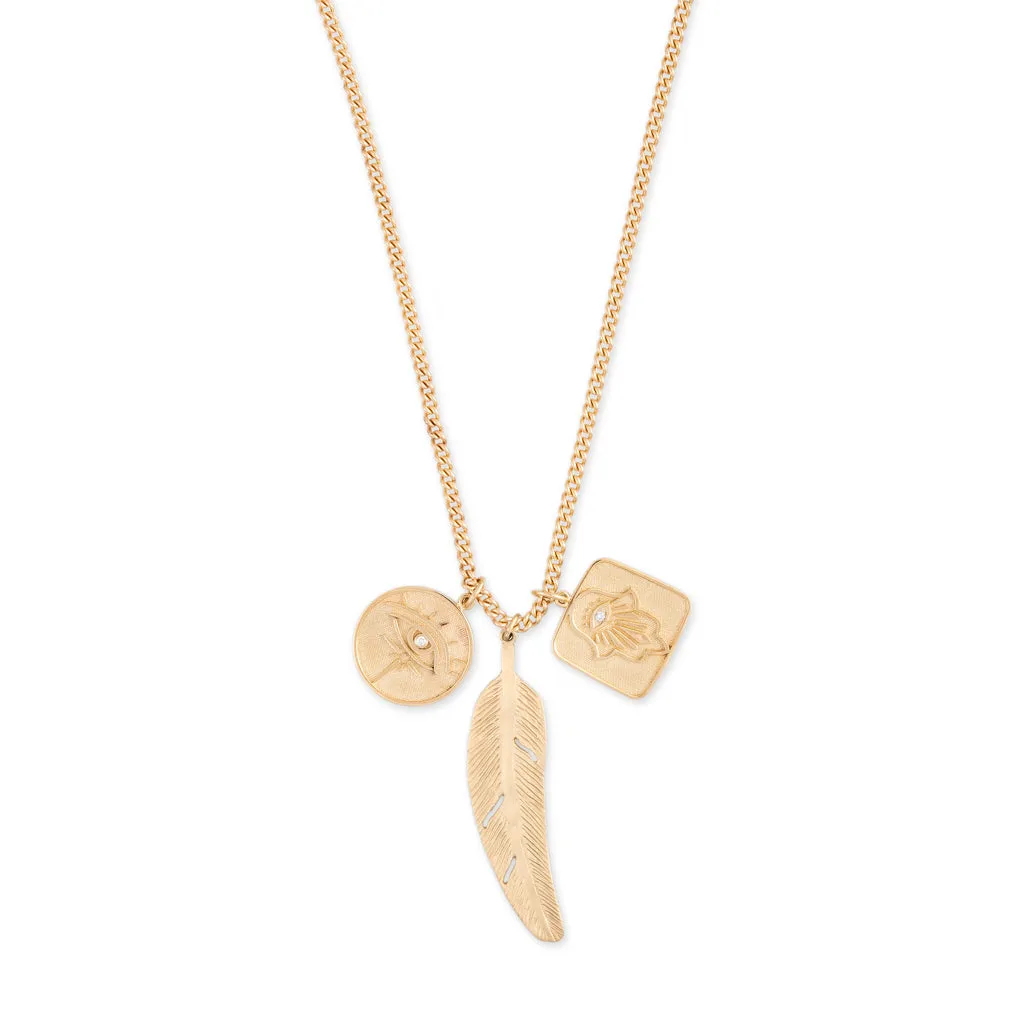 LARGE GOLD FEATHER CHARM