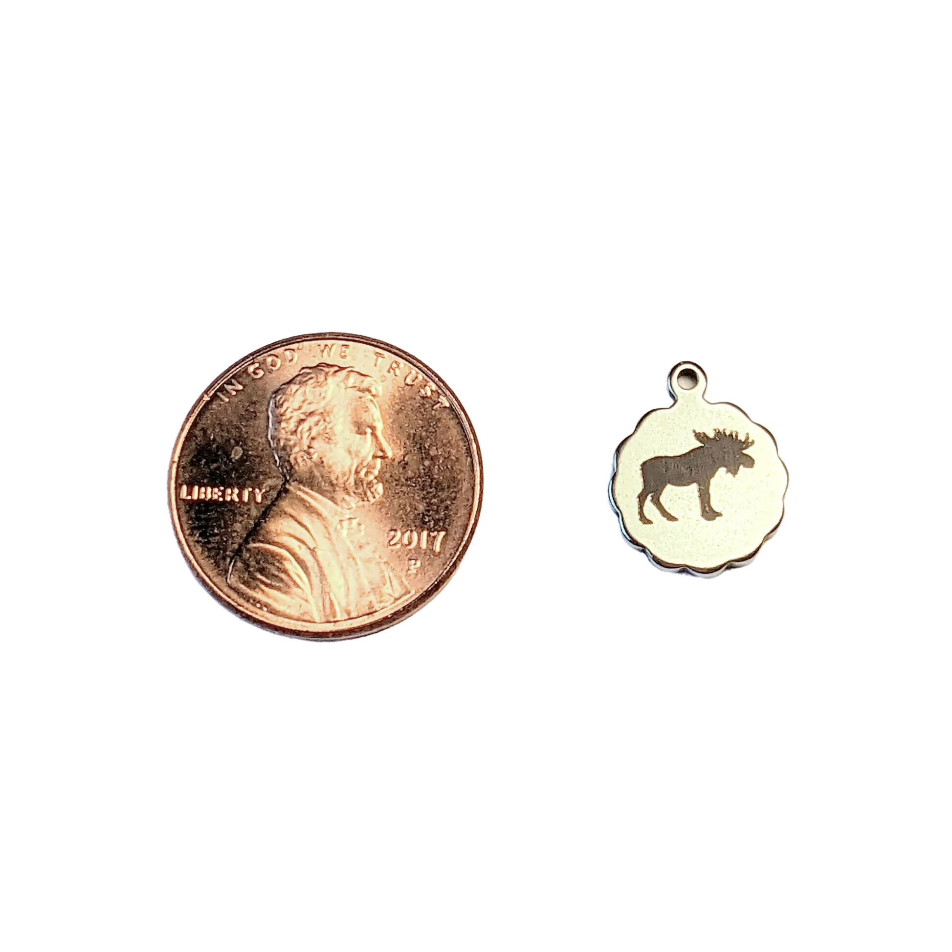 Laser Engraved Moose Disc Charm